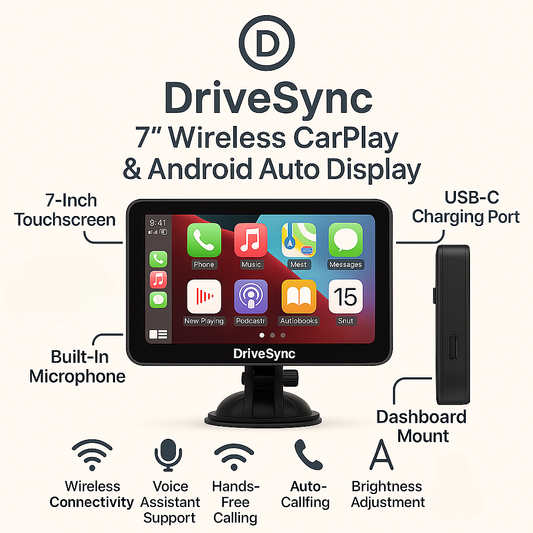 DriveSync 7" Wireless CarPlay & Android Auto Display
